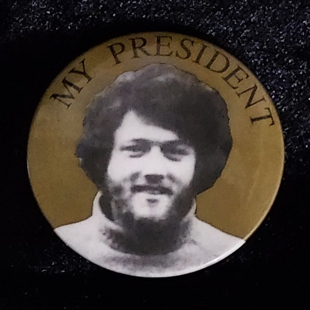 Bill Clinton Campaign Button: My President with bearded photo